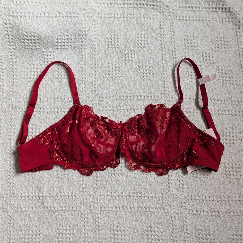 wicked unlined bow embroidery balconette bra